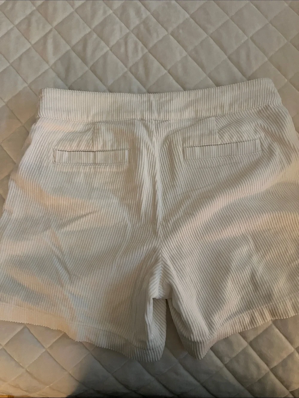 J. Crew White Corduroy Shortie Shorts.